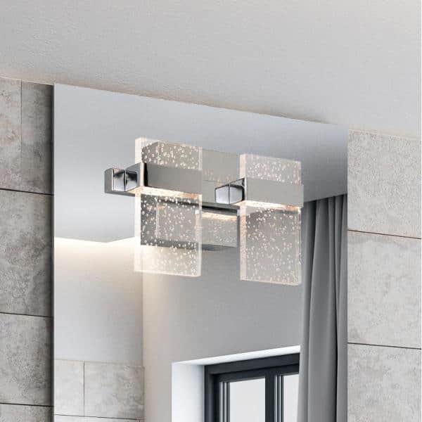 Madrona Chrome Seeded Acrylic 15" Wide LED Vanity Light