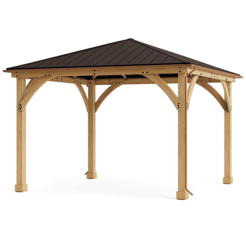 Yardistry Meridian 12 ft. x 12 ft. Outdoor Patio Shade Gazebo with ...