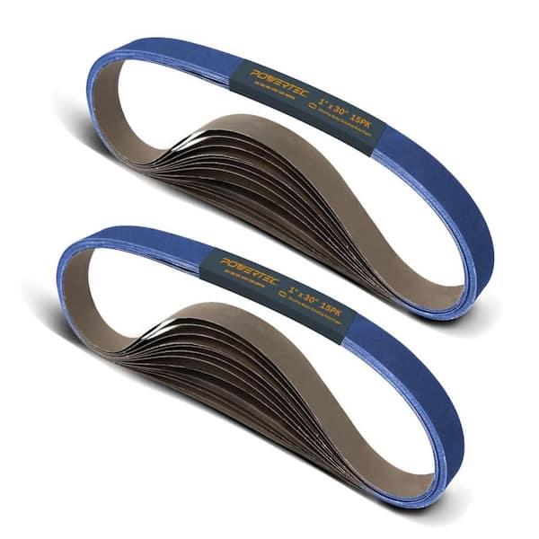 1 in. x 30 in. 6 Each of 24/36/60/100/120 Grits, Zirconia Sanding Belts Sander Sanding Belt Assortment (30-Pack)