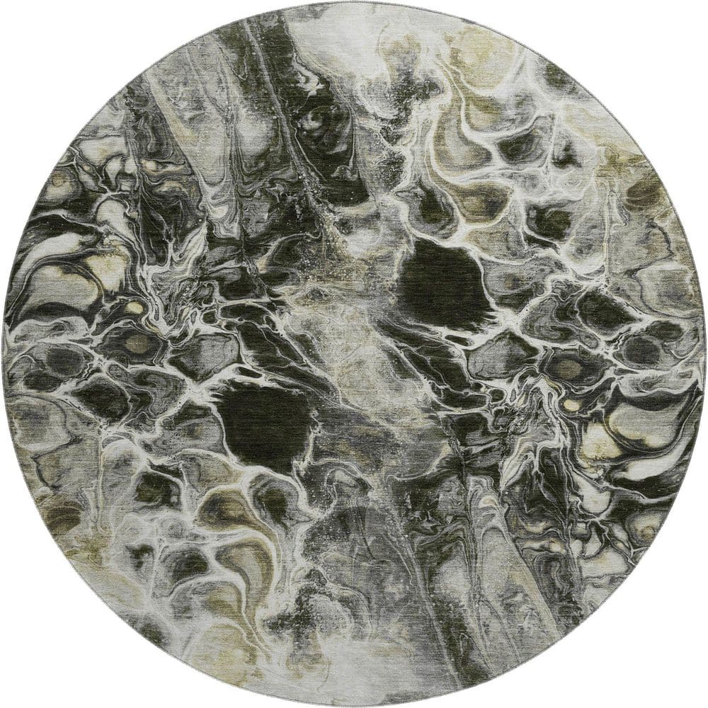 Mayfield Premium Machine Washable Abstract AMF1936 Pewter 8 ft. x 8 ft. Round Rug price history on PriceWatchPro