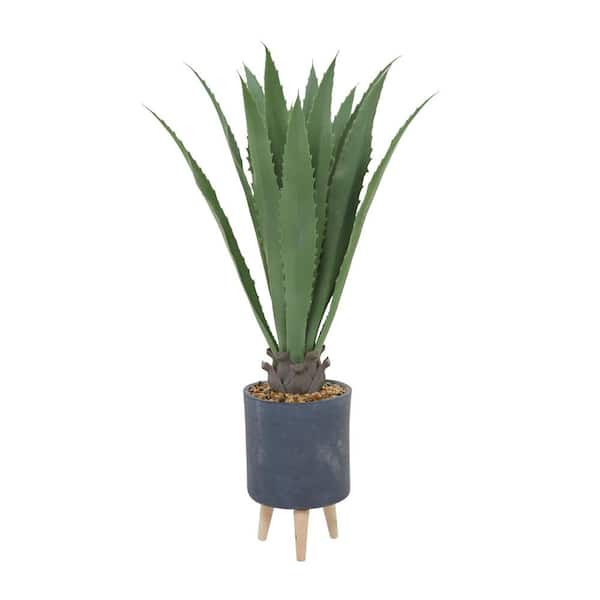 Litton Lane 25 in. H Agave Artificial Plant with Realistic Leaves and Gray Ceramic Pot