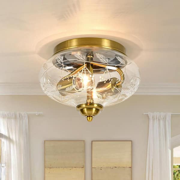 ◆ニチベイ◆ウッドブラインド◆W1220×H920◆O-2506BL7◆ HUOKU Lumivt 2-Light 9.8 in. W Antique Brass Floral Pattern Glass