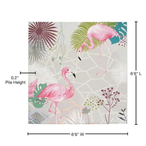 Art Decor Tropical Flamingo Print Indoor Ultra-Thin Vinyl Floor Mat 