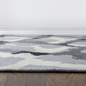 Contemporary Abstract Design Gray 7 ft. 10 in. x 10 ft. Area Rug