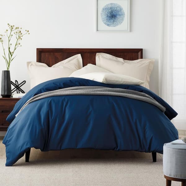 navy percale duvet cover