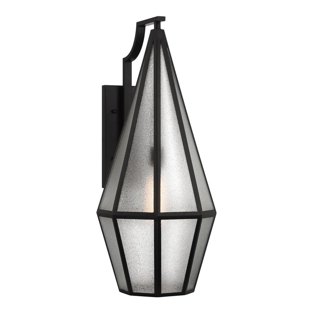 Matte Black Art Glass Outdoor Wall Lantern