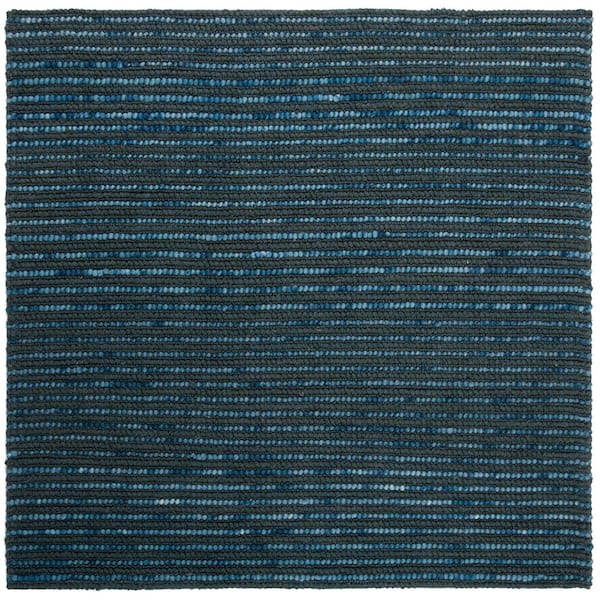 SAFAVIEH Bohemian Dark Blue/Multi 10 ft. x 10 ft. Striped Square Area Rug