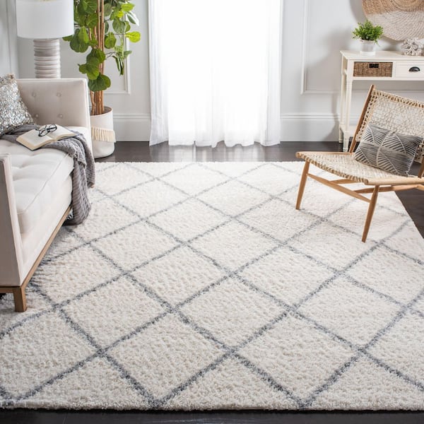Parma Shag 10 ft. x 14 ft. Cream/Gray Geometric Area Rug