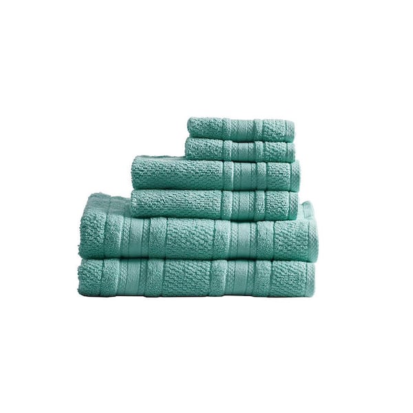 ilemong 6 Piece Towels Set Soft Cotton Lightweight Bath Towel 2 Bath Towels, 2 Hand Towels, 2 Washcloths (Dark Greenl)