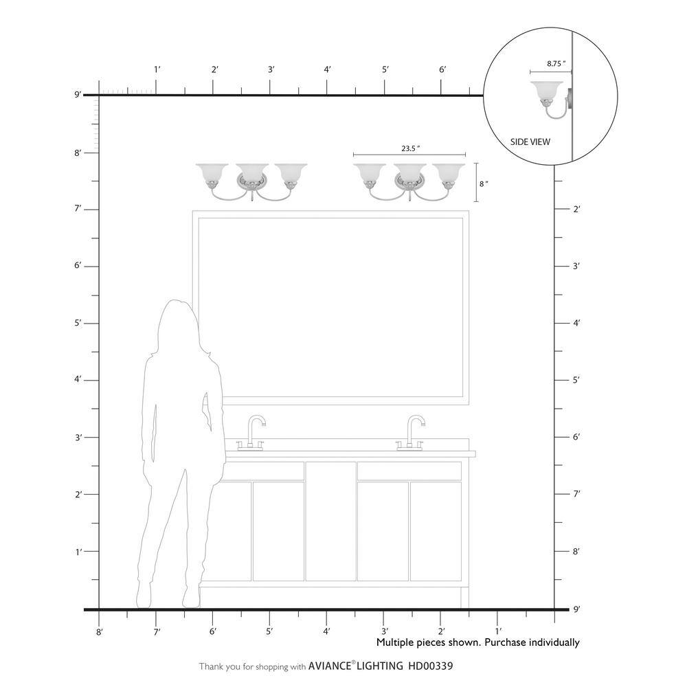 Polished Brass 3-Light Vanity with White Alabaster Glass