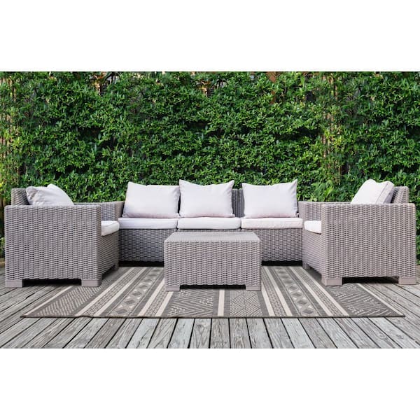 Zyana Collections 7 ft. x 10 ft. Grey Geometric, Tribal/Southwestern Indoor Area Rug