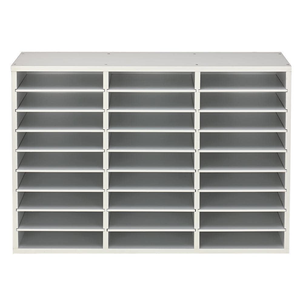 27-Compartments Adjustable Wooden Literature Organizer Mail Sorter with Rem