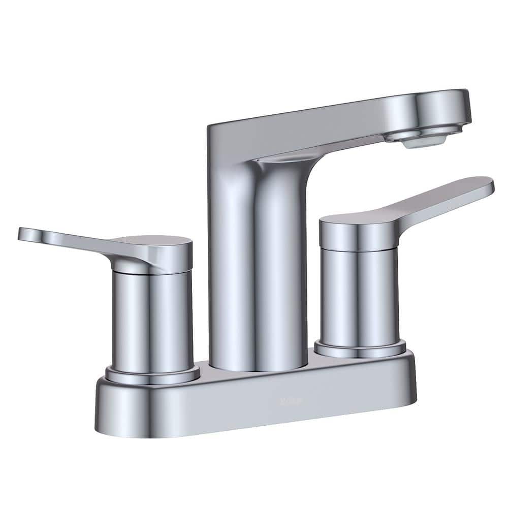KRAUS Indy 2-Handle 4 in. Center Set Bathroom Faucet in Chrome with Pop ...