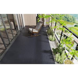 12 in. x 12in. Plastic Gray color interlocking deck tiles, Outdoor Patio/pool/Backyard/Porch All-Weather Floor(44-Pack)