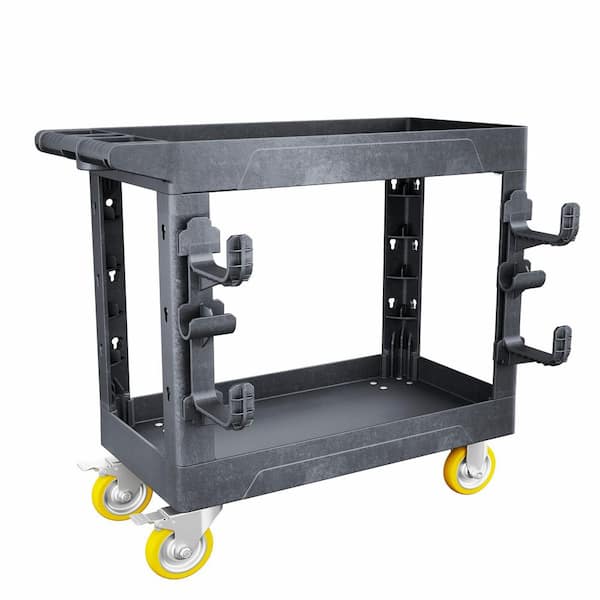 2-Tier Rolling Tool Cart with Wheels, Industrial Commercial/ Service Tool Cart, PP