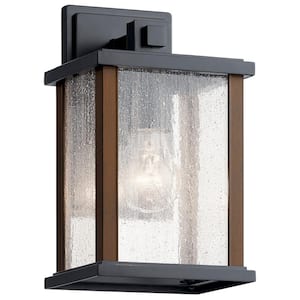 Marimount 11 in. 1-Light Black Outdoor Hardwired Wall Lantern Sconce with No Bulbs Included (1-Pack)