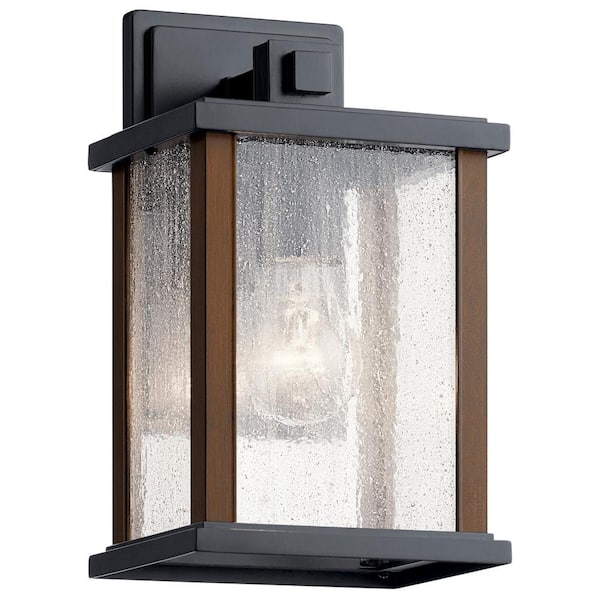 KICHLER Marimount 11 in. 1-Light Black Outdoor Hardwired Wall Lantern Sconce with No Bulbs Included (1-Pack)