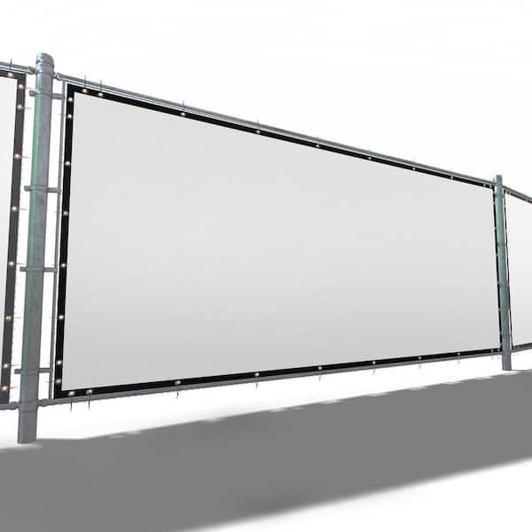 ROYAL SHADE 46 in. x 10 ft. White Mesh Fabric Privacy Fence Screen with Perimeter Stitched Edges and Grommets, Zip Ties Included