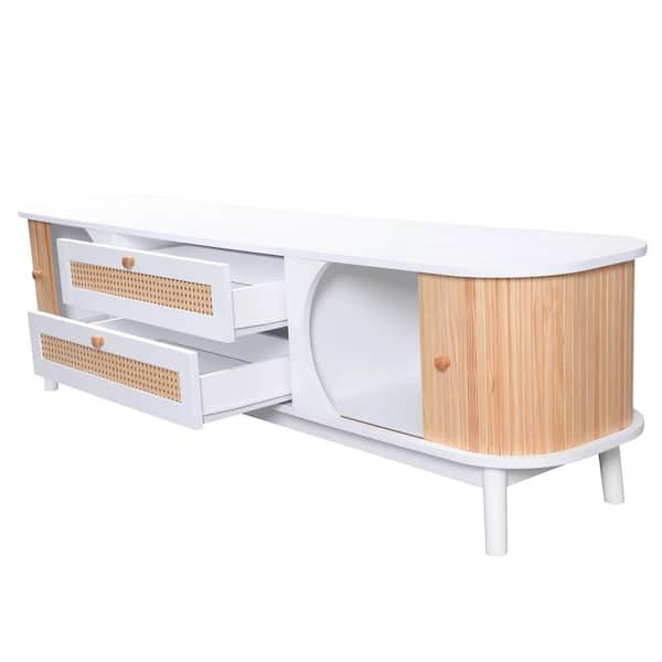 Unbranded 66.93 in. W x 15.55 in. D x 18.11 in. H Bathroom White Linen Cabinet