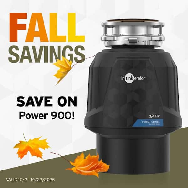 Power 900, 3/4 HP, Continuous Feed Garbage Disposal with EZ Connect Power Cord and Dual Outlet Switch in Satin Nickel