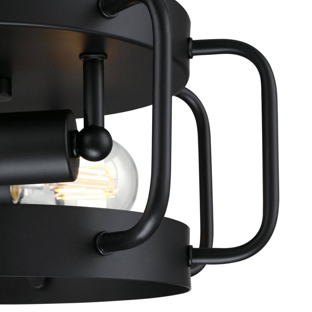 Matte Black Glass Drum Flush Mount Ceiling Light