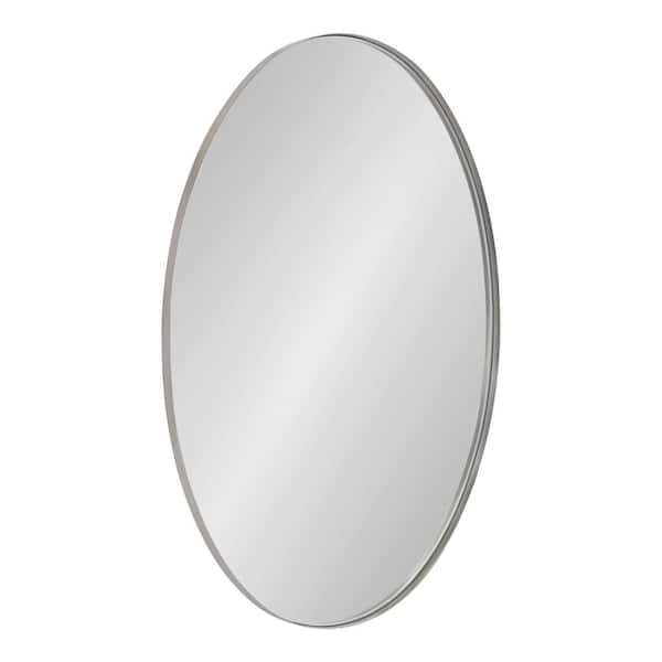 Kate and Laurel Rollo 20.00 in. W x 30.00 in. H Metal Silver Oval Framed Decorative Mirror