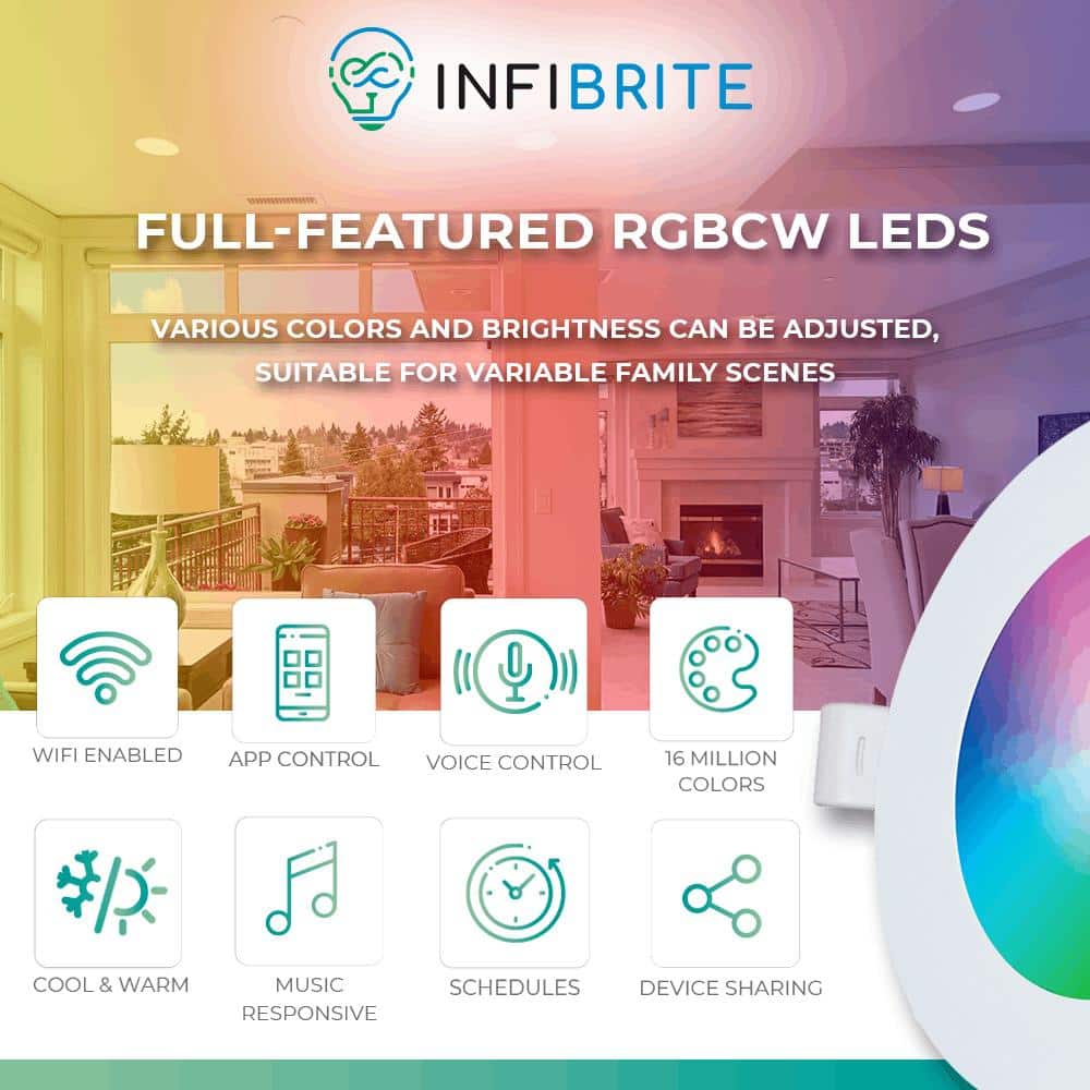 4-Inch White Matte LED Smart Recessed Lighting Kit with Color Temperature Control