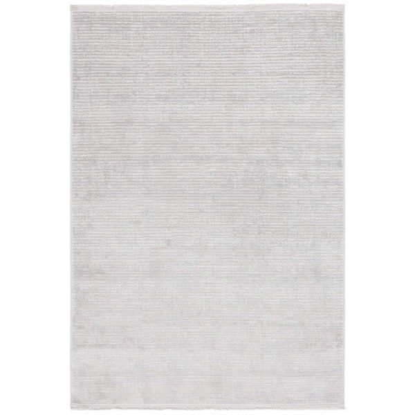 SAFAVIEH Whisper 9 ft. x 12 ft. Gray/Ivory Solid Striped Area Rug