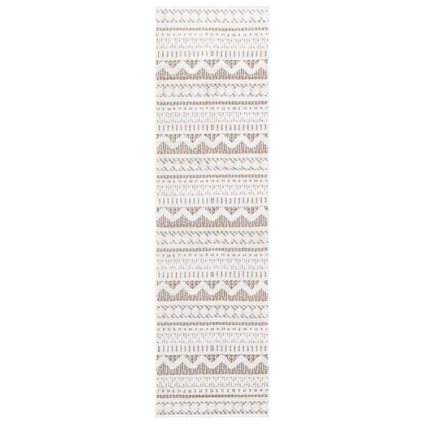 Alamo 2 ft. x 8 ft.Taupe/Ivory Geometric Runner Rug
