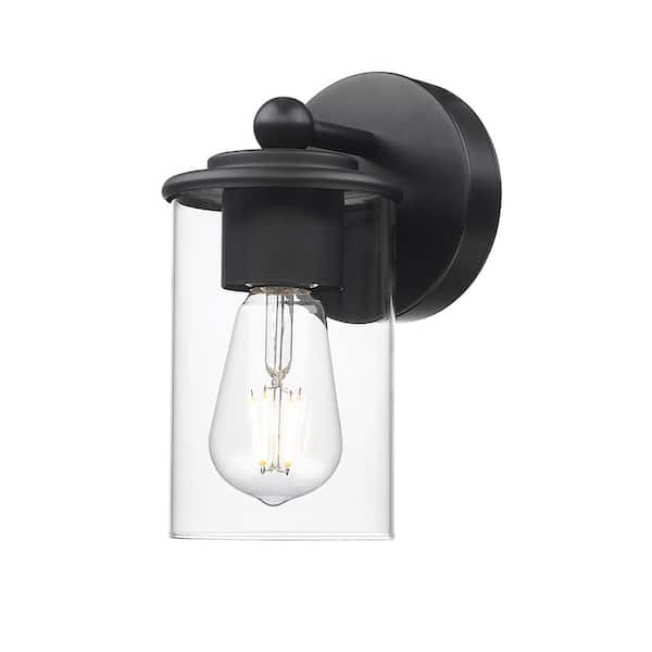 Unbranded Thayer 4.75 in. 3-Light Matte Black Wall Sconce with Clear Glass Shade with No Bulbs Included