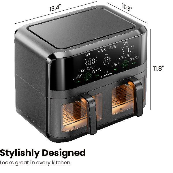 Chefman 6-Quart Black Dual Basket Digital Air Fryer Oven