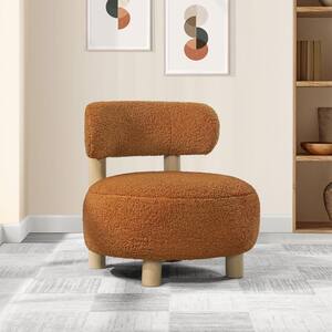 Zonie Orange and Natural Fabric Armless Accent Chair