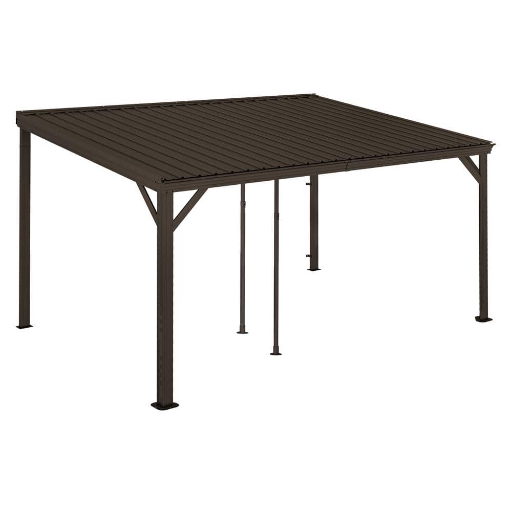10 x 14 FT. Brown Lean to Gazebo with Upgraded Drainage System Galvanized Steel Sloping Roof for Patio price history on PriceWatchPro