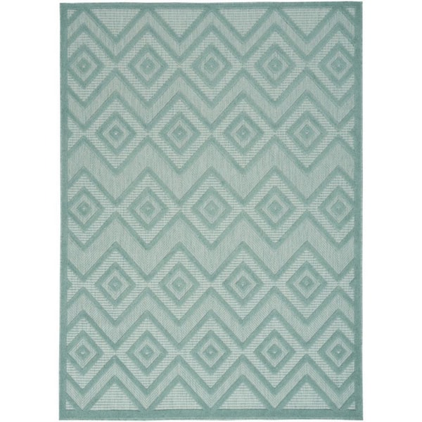 Aqua 4 ft. x 6 ft. Woven Polypropylene;Polyester Indoor/Outdoor Area Rug