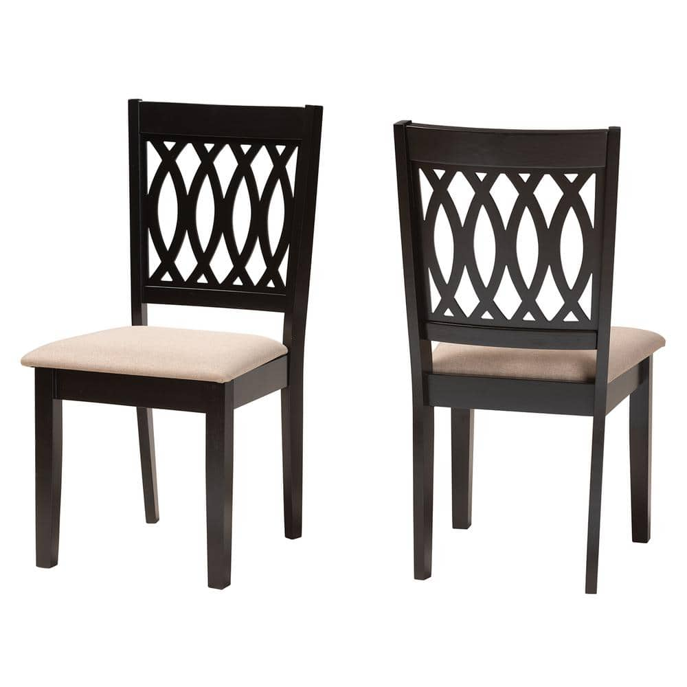 Baxton Studio Florencia Beige and Espresso Brown Dining Chair Set