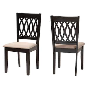 Florencia Beige and Espresso Brown Dining Chair (Set of 2)