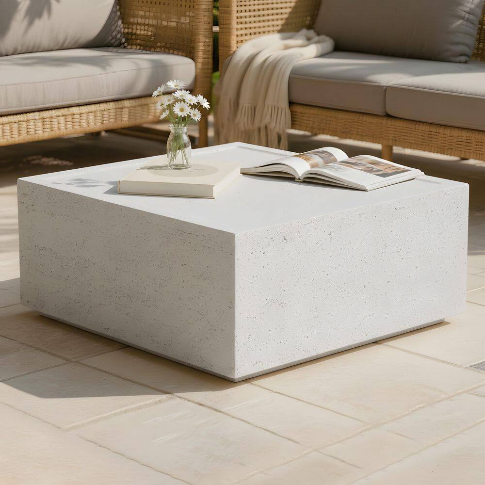 28 in. Ivory Travertine Square Magnesium Oxide Coffee Table price history on PriceWatchPro