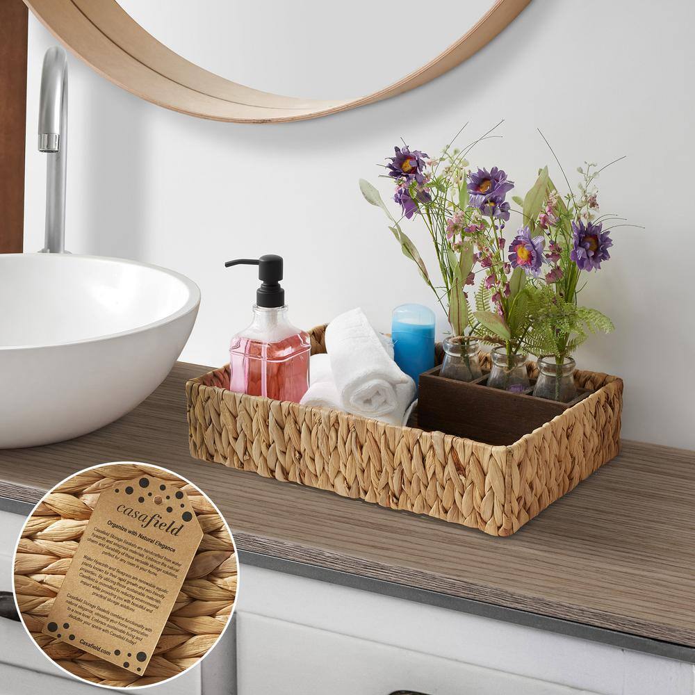 Natural Seagrass Rectangular Storage Baskets Set of 2
