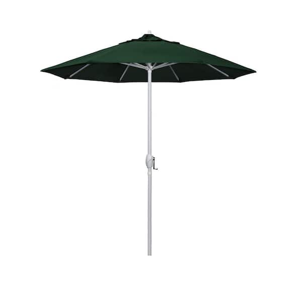 California Umbrella 7.5 ft. Matted White Aluminum Market Patio Umbrella Auto Tilt in Hunter Green Olefin