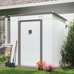 6.4 ft. W x 4 ft. D Gray Outdoor Metal Shed Tool Storage Building for Garden & Lawn (25.6 sq. ft.)