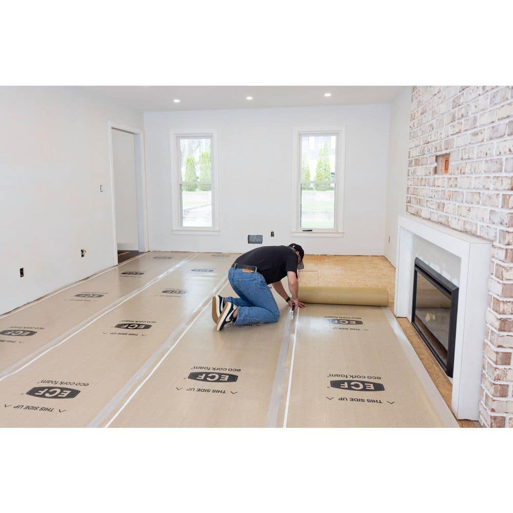 Eco Cork Foam 75 sq. ft. 3 ft. x 25 ft. x 3.2 mm Waterproof Premium Plus 10-in-1 Underlayment - Vinyl Plank, Laminate, Engineered Wood