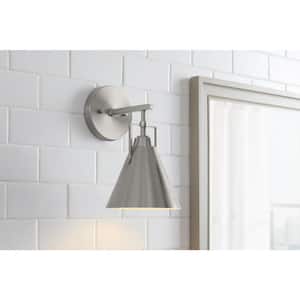 Insdale 1-Light Brushed Nickel Modern Industrial Bathroom Vanity Light