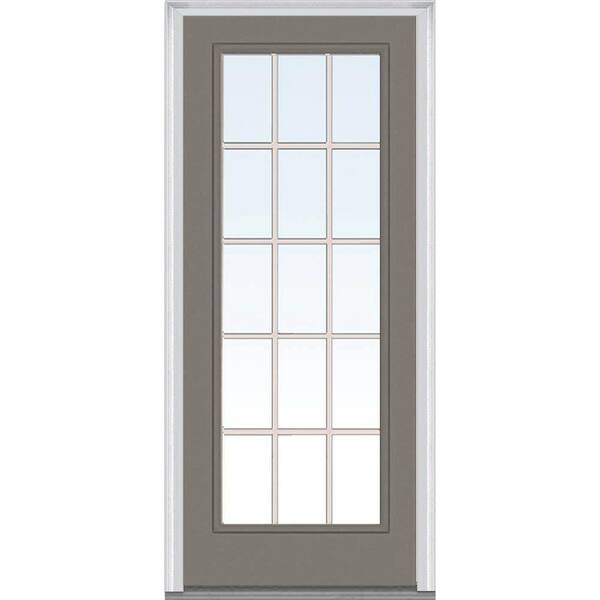Milliken Millwork 30 in. x 80 in. Classic Clear Glass GBG Full Lite Painted Fiberglass Smooth Prehung Front Door