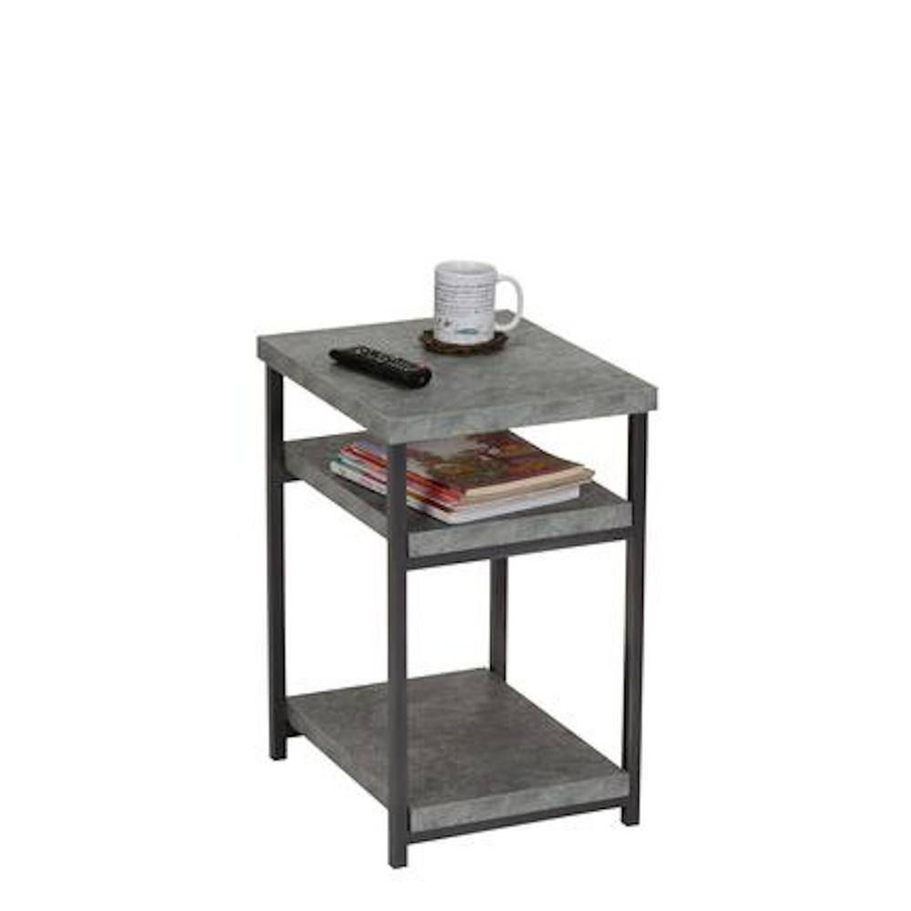 Gray Faux Concrete Slate Industrial Side Table