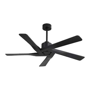 64 in. 6 Fan Speeds Ceiling Fan in Black without Light (5 Blades)