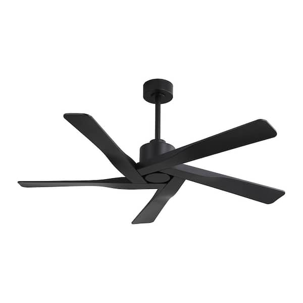 WINGBO 64 in. 6 Fan Speeds Ceiling Fan in Black without Light (5 Blades)