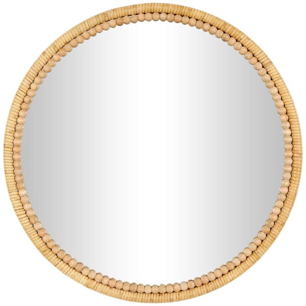 Litton Lane 24 in. x 24 in. Wrapped Round Framed Brown Wall Mirror with Beaded Frame