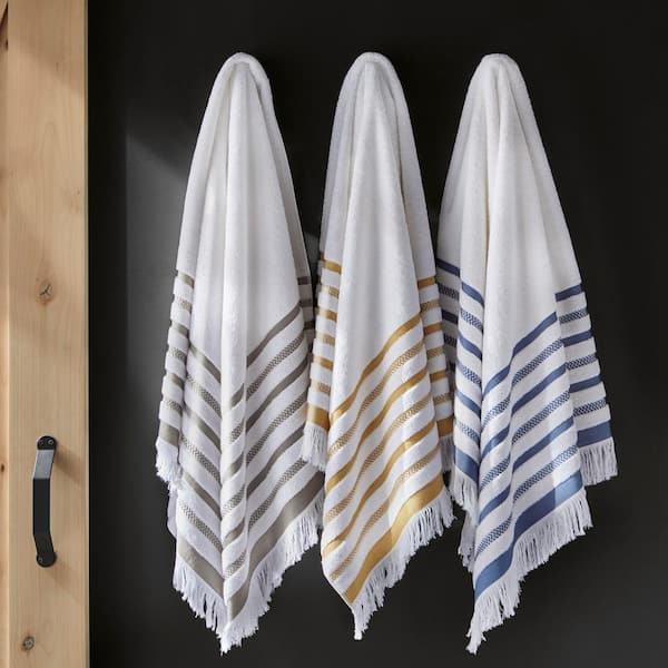 StyleWell Turkish Cotton White and Wheat Brown Stripe 6-Piece