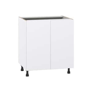Fairhope Bright White Slab Assembled Base Kitchen Cabinet with Full Height Doors (30 in. W x 34.5 in. H x 24 in. D)