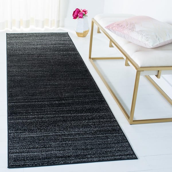 Adirondack 3 ft. x 6 ft. Black/Ivory Solid Color Runner Rug